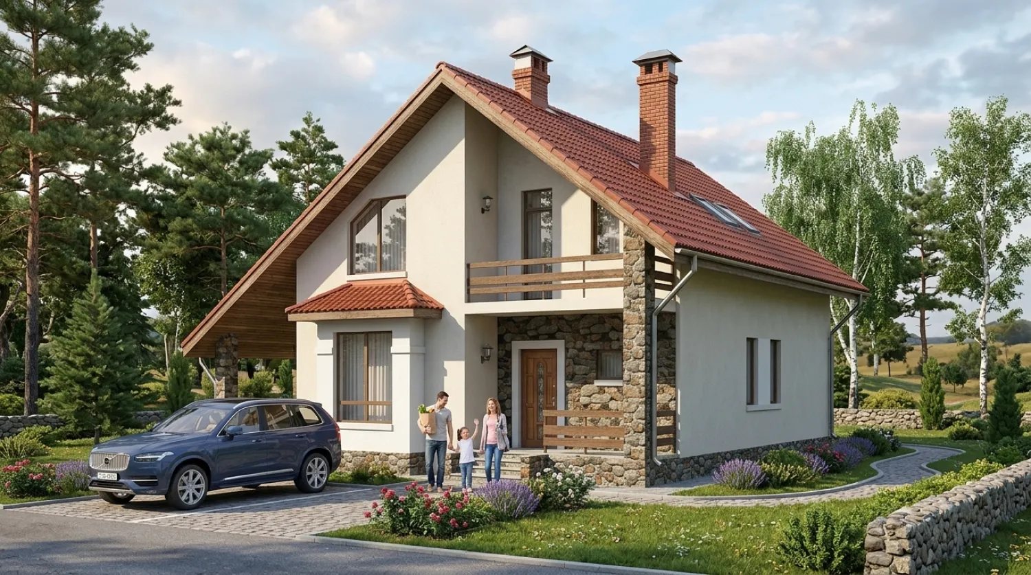 Проект каркасного дома с мансардой и террасой от 180 м²