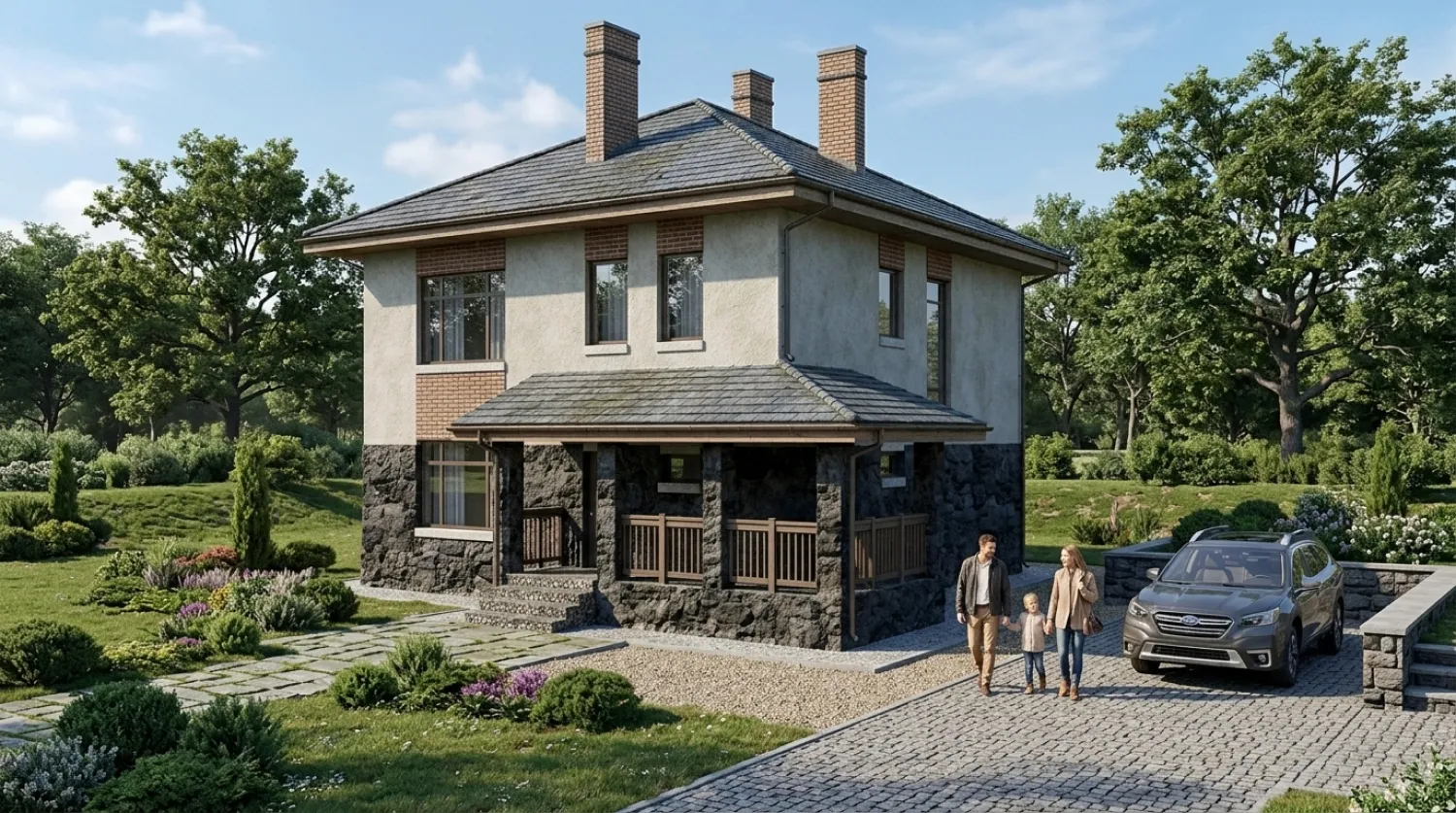 Проект двухэтажного дома из керамзитобетона 140 м²