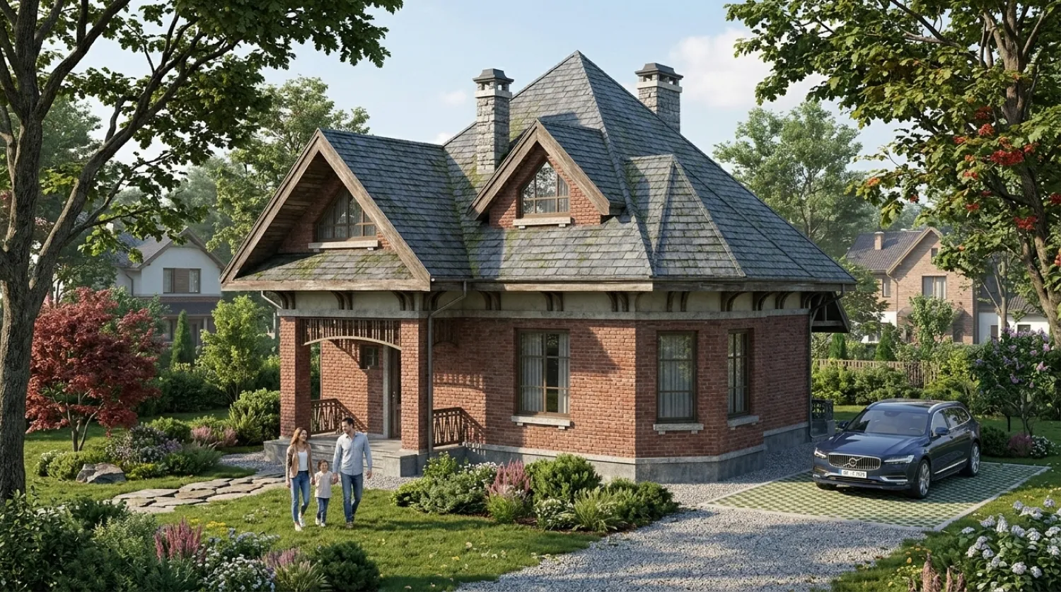 Проект дома из керамзитобетона с мансардой и террасой от 120 м²