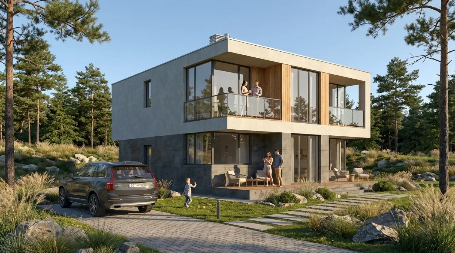 Проект двухэтажного дома из кирпича от 140 м²